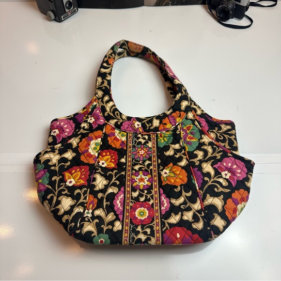 Vera Bradley Handbags - Vera Bradley Black and Multicolor Floral Shoulder Bag